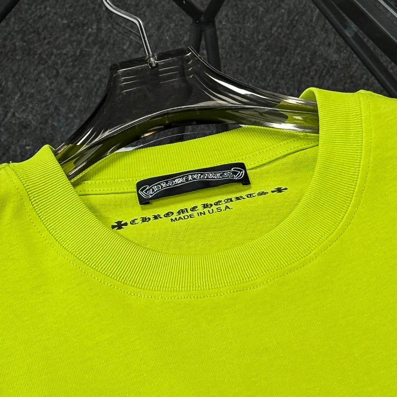 P180 Chrome Hearts 25 high version fabrics made of 300g high-density cotton, no deformation, no shrinkage, complete with three labels, same style for men and women, process: sleeve embroidery + digital printing, color: white, black, fluorescent green, SIZE: S-XL
